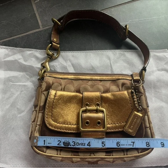 Coach Brown and Gold Shoulder Bag - Picture 2 of 11